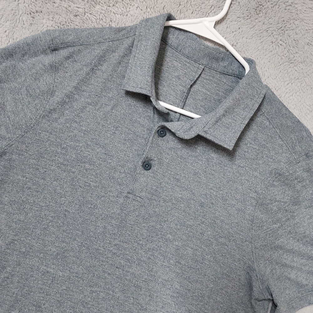 Lululemon Polo Shirt Mens Small Evolution Short Sleeve Athletic Blue Performance